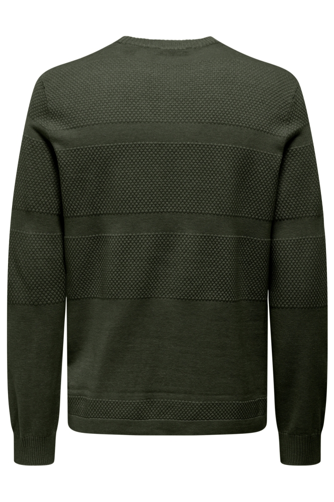 ONSMALIK REG 12 PINAPLE CREW KNIT N 22033298 OLIVE NIGHT/MELANGE